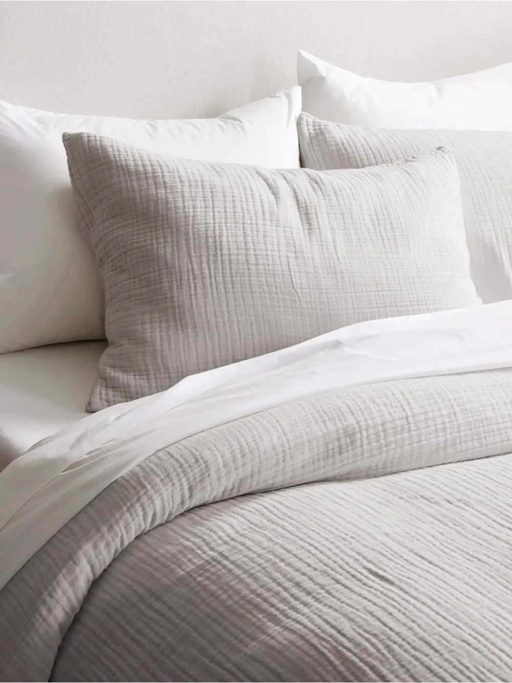 Quince Organic Cotton Gauze Duvet Cover Set King/Cali King Color: Light Gray